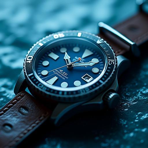 Classic diver watch angled view